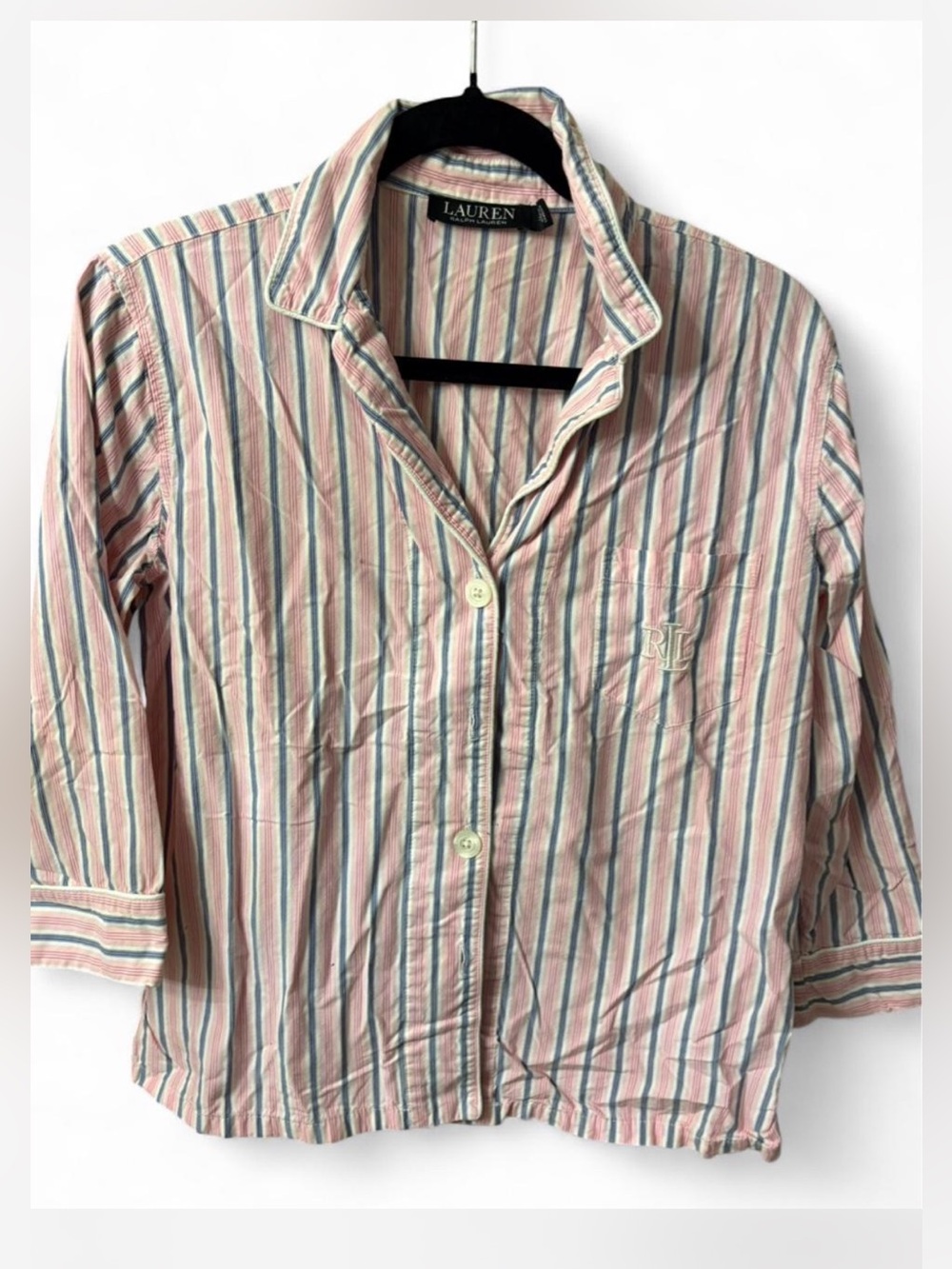 Ralph Lauren Pink, Blue & White Striped Button-Down Shirt